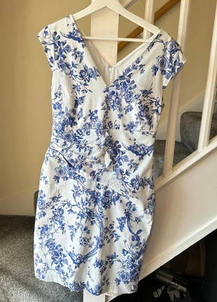 Phase Eight Toile De Jouy Blue & White Floral Cotton Dress – UK 12, brand: Phase Eight, condition: Very good, size: M / UK 12-14, £20.00, £21.70 includes Buyer Protection