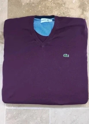 Pull col V Lacoste - Homme S - Bordeaux - 100% coton, marque: Lacoste, état: Très bon état, taille: S, 33,00 €, 35,35 € Protection acheteurs (Pro) incluse
