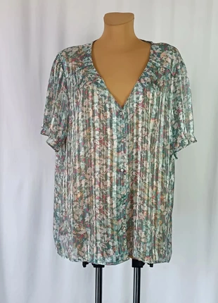 Chemisier fleuri transparent manches courtes col V Blancheporte Taille 52 - H129, brand: Inconnu, condition: Very good, size: 6XL / 52 / 24, €5.00, €5.95 includes Buyer Protection Pro