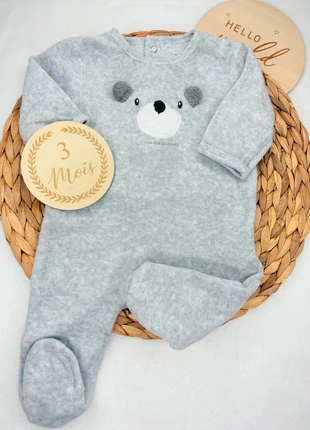 Pyjama velours 3 mois garçon Kiabi, merk: Kiabi, staat: Heel goed, maat: 3-6 maanden / 62 cm, € 5,90, € 6,90 inclusief Kopersbescherming Pro