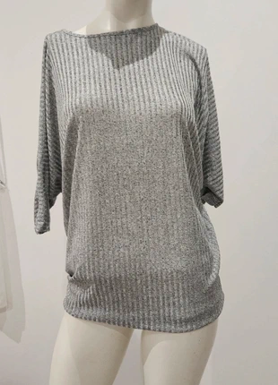 Haut Côtelé Manches ChauveSouris Gris Pailleté T. 38/40 🌎, brand: New Collection, condition: Very good, size: L / 40 / 12, €7.00, €8.05 includes Buyer Protection