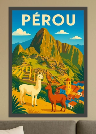 Affiche illustration « Pérou », état: Neuf sans étiquette, 6,00 €, 7,00 € Protection acheteurs (Pro) incluse