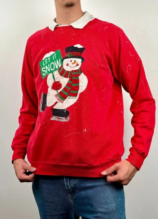 Pull/Crewneck Vintage 80s Noël bonhomme de neige Hanes Rouge Taille L, brand: Vintage Dressing, condition: Very good, size: L, €20.00, €21.70 includes Buyer Protection Pro