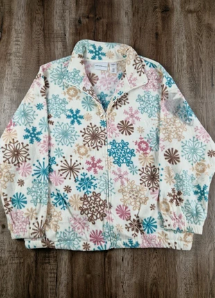 Veste polaire motifs fleurs Alfred Dunner beige multicolore taille L, brand: Alfred Dunner, condition: Very good, size: L / 40 / 12, €15.00, €16.45 includes Buyer Protection Pro