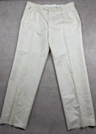 Pantalon De Fursac Made in France - US W34 FR44 - beige/crème coton vierge - aspect Lin - broderie, marque: De Fursac, état: Très bon état, taille: W34 | FR 44, 19,90 €, 21,60 € Protection acheteurs incluse