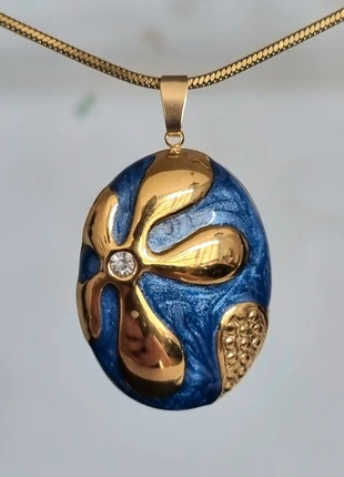 Elegante goudkleurige ketting met emaille hanger ●stainlesssteel, état: Très bon état, 6,95 €, 8,00 € Protection acheteurs (Pro) incluse