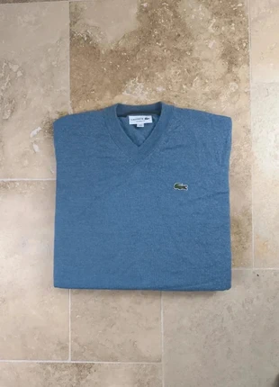 Pull col V Lacoste - Homme M classic fit - Bleu/gris - 50% Laine 50% Acrylique, marque: Lacoste, état: Bon état, taille: M, 35,00 €, 37,45 € Protection acheteurs (Pro) incluse