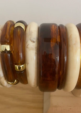 Bracelets de 6,4cm de diamètre à 4€ PIÈCE, ambre et ivoire, neufs, marca: Boutique Parisienne, estado: Novo sem etiquetas, €4.00, €4.90 inclui Proteção do Comprador