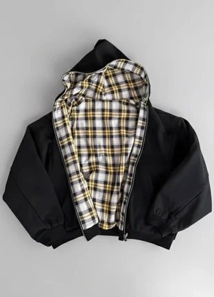 Veste Zippée Noire Oversize - Doublure Écossaise (Taille M), marque: y2k, état: Neuf sans étiquette, taille: L, 49,99 €, 53,19 € Protection acheteurs incluse