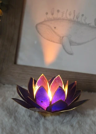 Photophore lotus bleu cobalt , nacre et doré, marque: Lotus, état: Comme neuf, 12,00 €, 13,30 € Protection acheteurs incluse