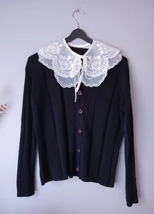 Gilet noir vintage avec col Claudine amovible, marque: Vintage Dressing, état: Très bon état, taille: M / 38 / 10, 18,00 €, 19,60 € Protection acheteurs incluse