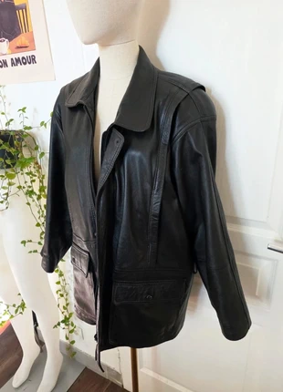 Veste vintage en cuir véritable – noir (T.44), merk: Vintage Dressing, staat: Heel goed, maat: XXL / 44 / 16, € 55,00, € 58,45 inclusief Kopersbescherming