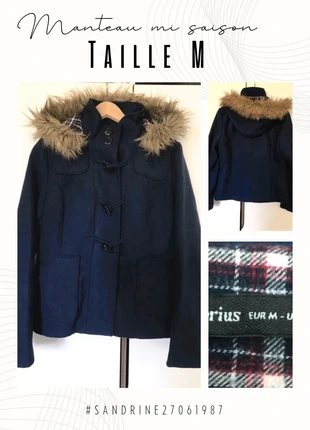Manteau bleu marine 🌷 Taille 38 🌷 Stradivarius, marque: Stradivarius, état: Très bon état, taille: M / 38 / 10, 10,00 €, 11,20 € Protection acheteurs incluse