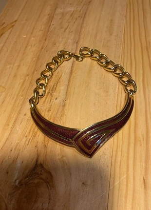 Collier ras-de-cou Leritz – doré & rouge grenat, brand: LERITZ, condition: Very good, €41.00, €43.75 includes Buyer Protection