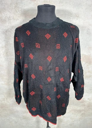 Pull Hiver Ethnic Vintage 80s 90s y2k Vintage noir a motifs rouges taille L, brand: Vintage Dressing, condizioni: Ottime, taglia: L, €22.00, €23.80 include la Protezione acquisti Pro