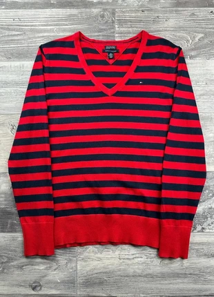 Pull col V rayé Tommy Hilfiger Rouge et Bleu Marine taille M, marca: Tommy Hilfiger, estado: Muy bueno, tamaño: M / 38 / 10, 10,00 €, 11,20 € Protección al comprador Pro incluida