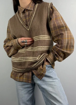 gilet sans manches vintage 70s en laine, rayé tricoté main taille M/L, brand: Vintage Dressing, condizioni: Ottime, taglia: M, €22.00, €23.80 include la Protezione acquisti