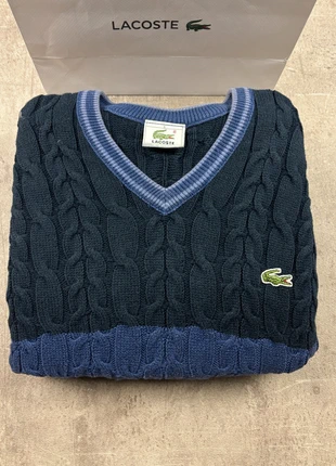 Pull torsade col V lacoste unies bleu logo brodé taille L homme / KZ085, brand: Lacoste, condition: Very good, size: L, €34.90, €37.35 includes Buyer Protection