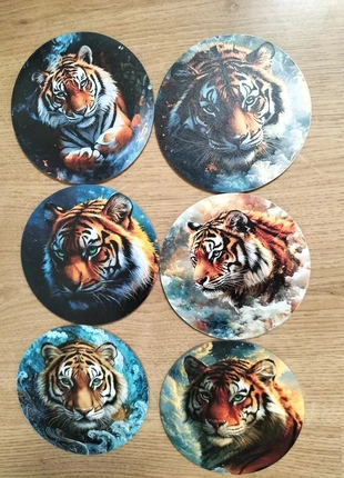 🌈Lot de 6 sous verre en bois imprimé tigre🌈, marque: Fashion, état: Très bon état, 6,00 €, 7,00 € Protection acheteurs incluse