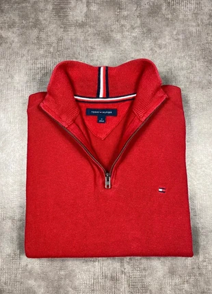 Pull Tommy Hilfiger Half Zip 1/4 Zip Col Camionneur | Rouge Logo Brodé | Taille M Homme, marque: Tommy Hilfiger, état: Très bon état, taille: M, 35,00 €, 37,45 € Protection acheteurs incluse