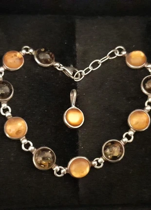 Vintage Zilveren armband met amber en barnsteen & hanger amber, ook apart te koop, marca: zilver925, estado: Muito bom, €35.00, €37.45 inclui Proteção do Comprador