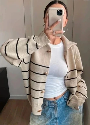 Cardigan Crème à Rayures Boutons Brandebourg Gilet Beige Rayé Style Varsity Cardigan, taille S, marca: Aesthetic, estado: Muito bom, tamanho: S / 36 / 8, €34.99, €37.44 inclui Proteção do Comprador