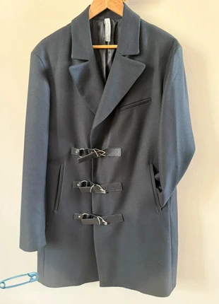 Manteau en laine | Pardessus noir à boucles argentées Rock | Zara | Taille XL, marque: Zara, état: Bon état, taille: XL, 9,00 €, 10,15 € Protection acheteurs incluse