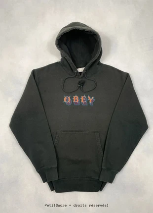 Pull Obey Noir broderie coupe Large Hoodie Oversize Sweatshirt - Taille S #1735, brand: Obey, condition: Very good, size: S, €44.90, €47.85 includes Buyer Protection Pro