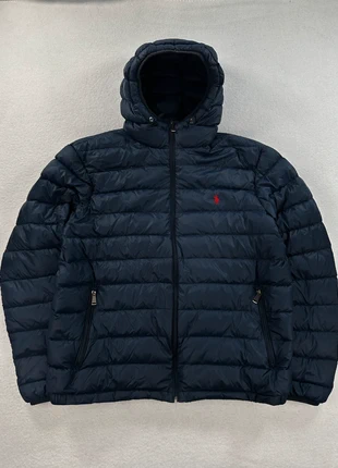 Doudoune puffer Ralph Lauren à capuche bleu marine logo rouge brodé L homme old money, brand: Ralph Lauren, condition: Very good, size: L, €89.00, €94.15 includes Buyer Protection