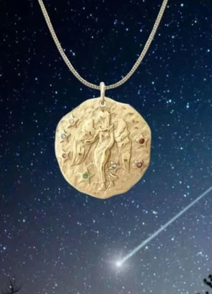 collier doré avec pendentif signe zodiaque vierge+ pochette offerte en tissu doux., brand: L'instant Bijoux, condition: New with tags, €16.00, €17.50 includes Buyer Protection