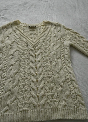 Pull chaud écru MORGAN torsades et perles nacrées Taille S, marca: Morgan, estado: Muy bueno, tamaño: S / 36 / 8, 16,00 €, 17,50 € Protección al comprador incluida