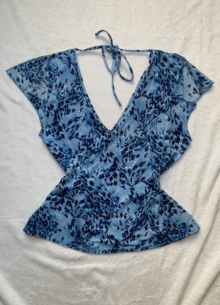 90s Vintage Etam Blue Sparkly Sequin Leopard Print Party Top Size 16, brand: Vintage Dressing, condition: Very good, size: L / UK 16-18, £7.50, £8.58 includes Buyer Protection