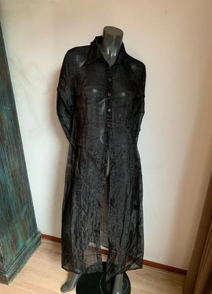 Sexy zwarte doorschijnende lange bloes blouse feestdagen, merk: More & More, staat: Nieuw zonder prijskaartje, maat: XL / 42 / 14, € 17,50, € 19,08 inclusief Kopersbescherming