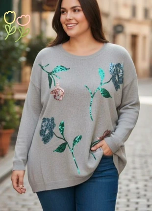 Pull ample brodée fleurs taille 48/50, marque: sélection mode, état: Neuf sans étiquette, taille: 5XL / 50 / 22, 16,00 €, 17,50 € Protection acheteurs incluse