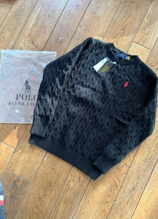 maglione girocollo a trecce nero di Polo Ralph Lauren Old Money, marque: Ralph Lauren, état: Neuf avec étiquette, taille: L, 65,00 €, 68,95 € Protection acheteurs incluse