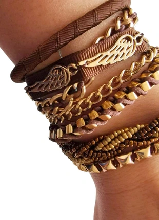 Bracelet style Hipanema marron doré, brand: sans marque, condition: Very good, €15.00, €16.45 includes Buyer Protection
