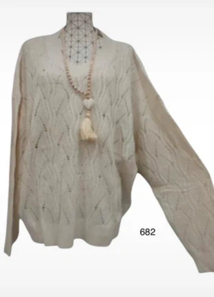 Pull crème élégant à col V grande taille T58 – chic et confortable pour automne-hiver, état: Très bon état, taille: 9XL / 58 / 30, 18,85 €, 20,49 € Protection acheteurs (Pro) incluse