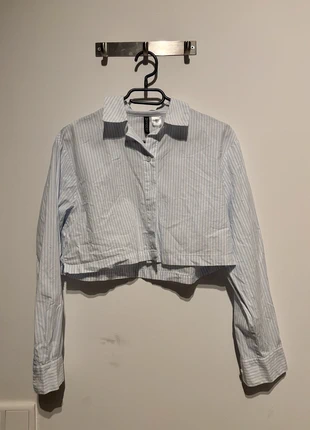 Cropped blouse maat xxs hm blauw wit, merk: H&M, staat: Nieuw zonder prijskaartje, maat: XXS / 32 / 4, € 2,00, € 2,80 inclusief Kopersbescherming