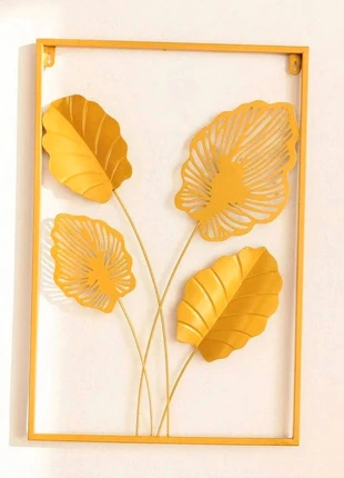 Cadre mural doré métal – 4 Feuilles design – 60x40 cm, marque: Glamour, état: Très bon état, 12,00 €, 13,30 € Protection acheteurs incluse
