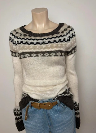 Vintage nordic knit sweater with fair isle pattern in cream & brown size XS–S warm winter style, brand: Vintage Dressing, condition: Very good, size: XS / 34 / 6, €18.60, €20.23 includes Buyer Protection