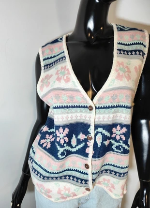 Gilet vintage en maille – motif floral – taille 38, marque: Vintage Dressing, état: Très bon état, taille: M / 38 / 10, 11,00 €, 12,25 € Protection acheteurs incluse