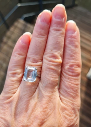 Bague en argent ancienne avec un saphir blanc - poinçon crabe, marca: Argent, estado: Muy bueno, tamaño: 14,5 mm Ø / 5, 75,00 €, 79,45 € Protección al comprador Pro incluida