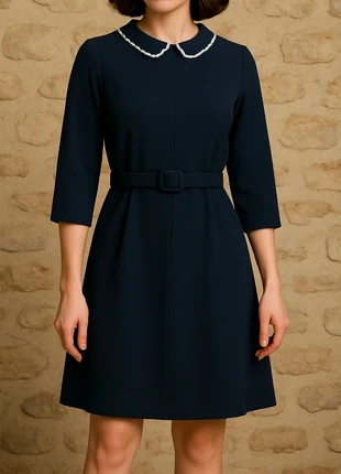 Robe bleu marine col claudine 🌿La redoute, marque: La Redoute, état: Très bon état, taille: XXL / 44 / 16, 16,00 €, 17,50 € Protection acheteurs (Pro) incluse