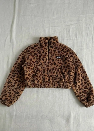 Polaire courte à motifs léopard, col montant zippé – style streetwear Y2K, marque: MarketKL, état: Très bon état, taille: L / 40 / 12, 55,00 €, 58,45 € Protection acheteurs incluse