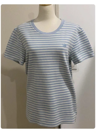 Tee shirt Tom Tailor crew neck logo rayures bleu blanc Taille M, merk: Tom Tailor, staat: Heel goed, maat: M / 38 / 10, € 5,00, € 5,95 inclusief Kopersbescherming