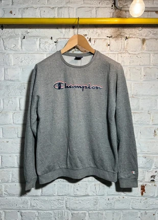 Sweat-shirt Champion gris chiné à logo script tricolore - XXL 15-16 Ans, marque: Champion, état: Très bon état, taille: XXL, 9,00 €, 10,15 € Protection acheteurs incluse