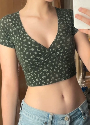 Dark green v neck top, brand: Brandy Melville, condition: New without tags, size: XS / UK 4-6, £8.00, £9.10 includes Buyer Protection