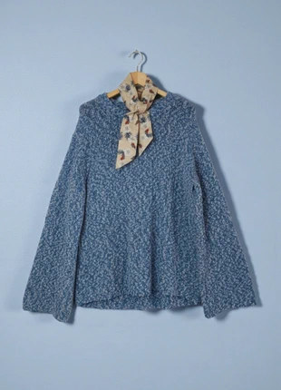 Arket – Modern & Premium Blue Oversized Plush Jumper with Wide Sleeves & Floral Scarf – S 💖, marque: ARKET, état: Très bon état, taille: S / 36 / 8, 41,49 €, 44,26 € Protection acheteurs incluse