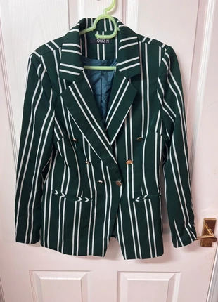 Dark green/white striped blazer. Size 8. Quiz, brand: Quiz, condition: Very good, size: S / UK 8-10, £3.30, £4.17 includes Buyer Protection