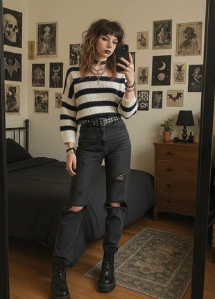 Striped Knit Sweater, marque: Bershka, état: Très bon état, taille: L / 40 / 12, 16,00 €, 17,50 € Protection acheteurs incluse